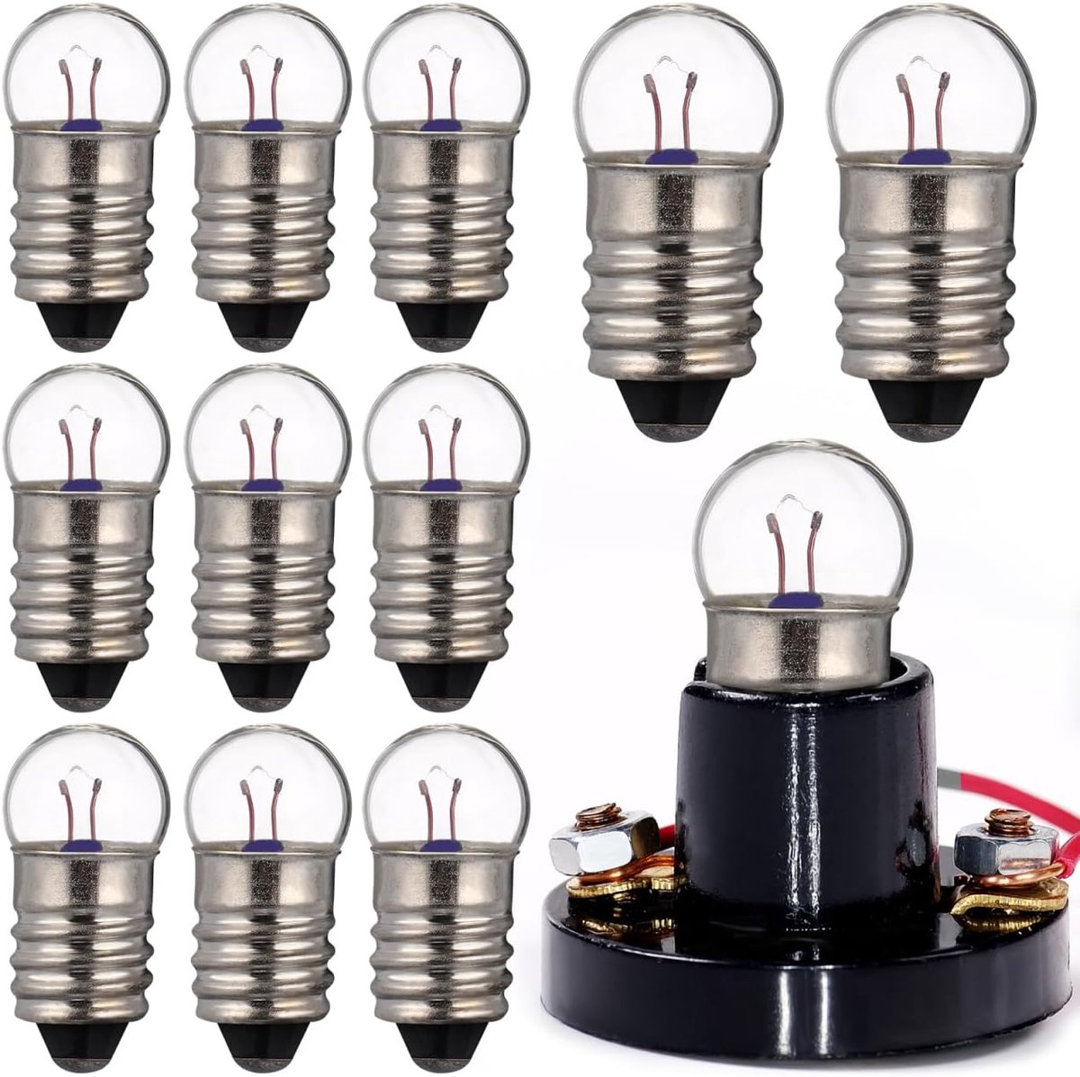 SnelShoppen - 10 Stuks E10 Kleine Lampjes - 2.5V 0.3A Schroeflampen voor DIY, Schoolfysica, Experimentele Wetenschap, Handige Klein LED Lampen