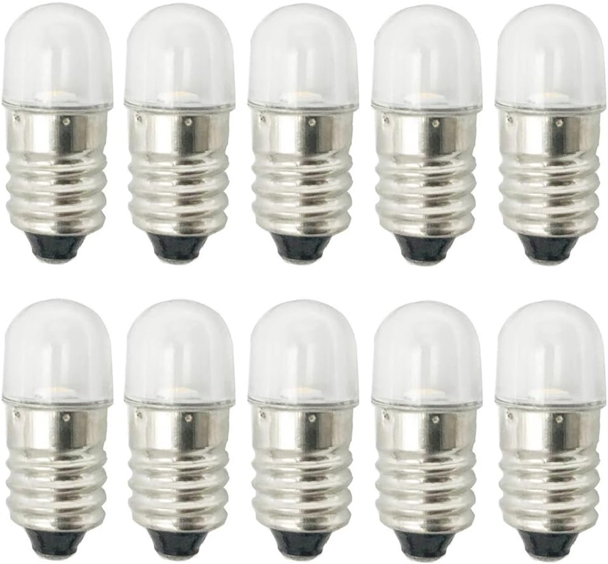 SnelShoppen - E10 LED Lampen Set van 10 - 1W Warm Wit & Koel Wit - Miniatuur Vervangingslampen voor Kerstverlichting, Feest, Hobby - 220V - E10 Fittin