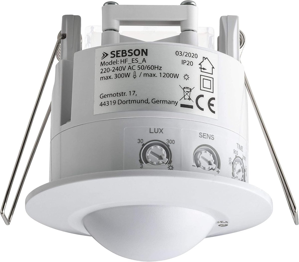 SnelShoppen - 2x HF Bewegingssensor Inbouw Binnen LED Geschikt, Detectiebereik 2-16m/360°, Plafondmontage, Verstelbaar, Ø75mm
