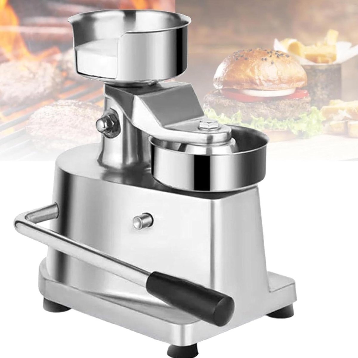 Hamburgermachine - Pasteitjesmaker Patty Press - Consistente Pasteitjes Maken - Heavy-Duty Roestvrij Staal - 6 inch - Zilver