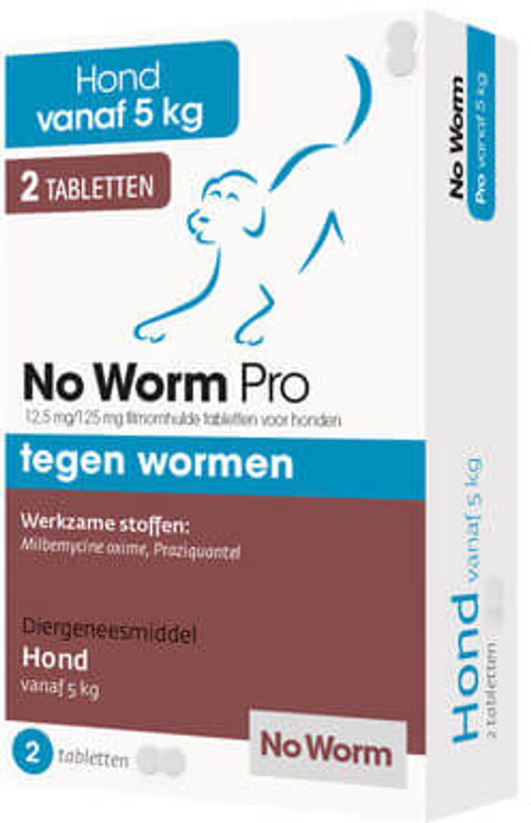 No Worm - Pro Hond Ontwormingstabletten voor Honden vanaf 5 kg - 2 pillen