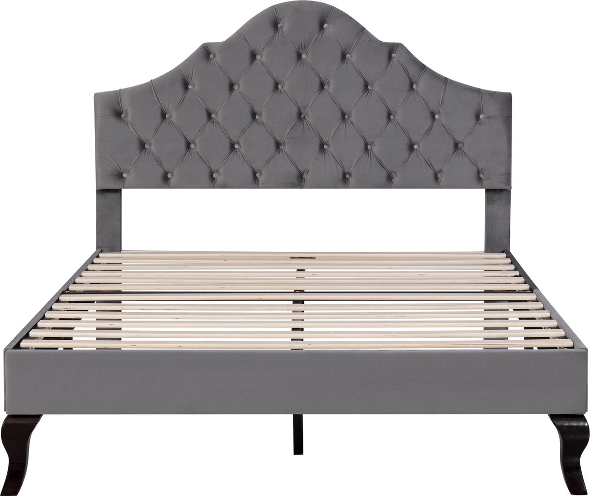 COVREO Bedframe 140x200 cm grijs, stof, verstelbaar hoofdeinde, zonder matras