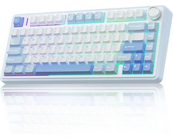 AULA F75 - Draadloze Gaming Toetsenbord - Mechanisch - Gasket - Hot Swap - QWERTY Toetsenborden - Tri mode - 80 Keys - Gletsjer Blauw