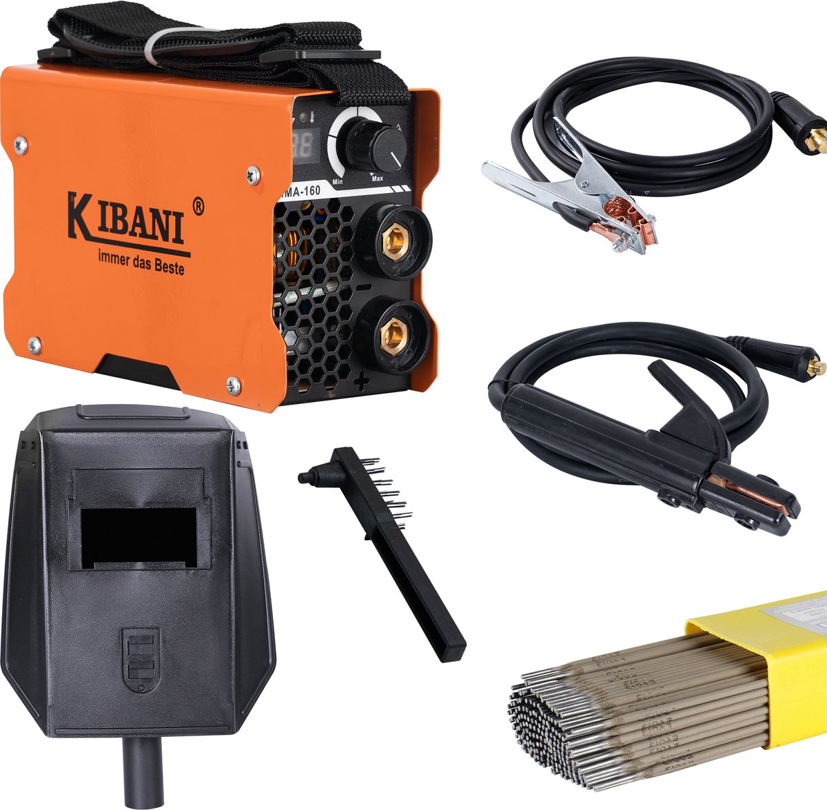 Kibani Lasapparaat MMA160 incl. 8 kg laselektroden - Elektrode Lasapparaat tot 3.2 mm - IGBT-Inverter-Technologie - Compact en Lichtgewicht - Elektrisch Lasapparaat 220V - MMA / Stick