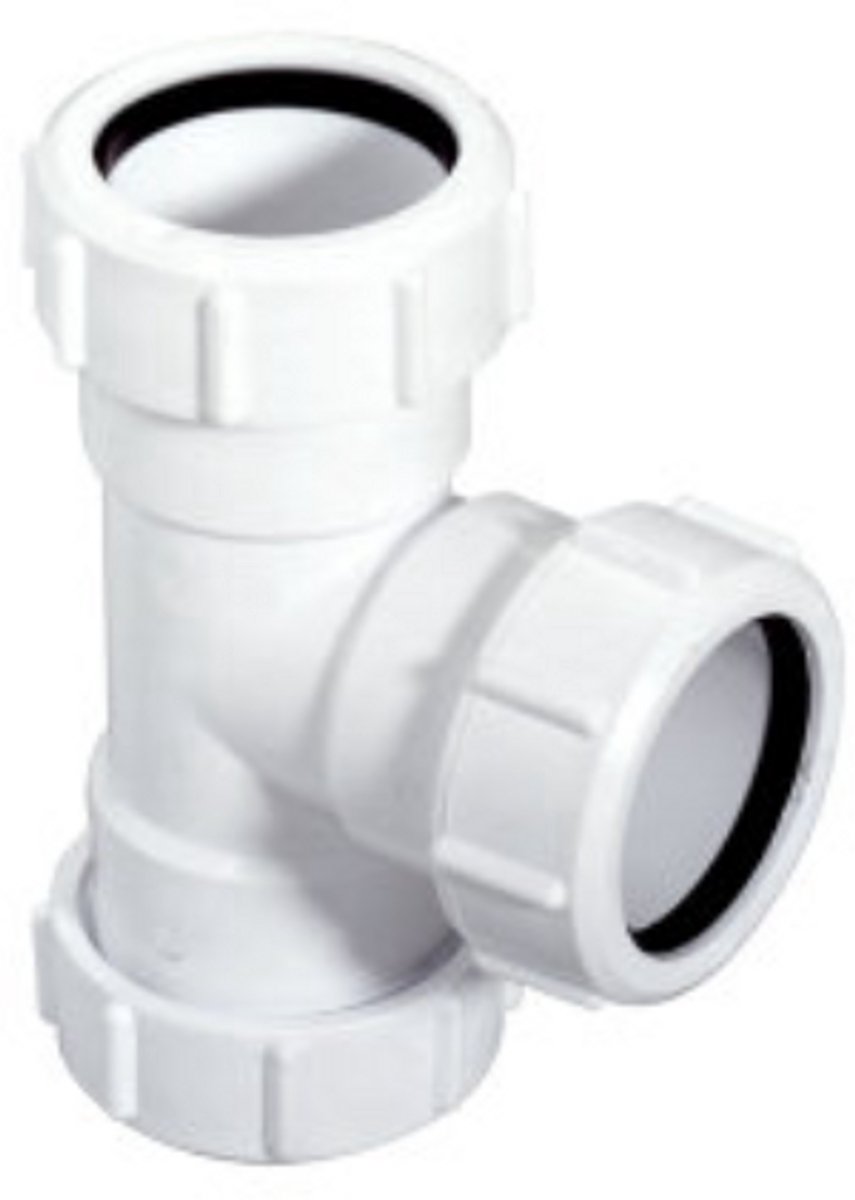 McAlpine T-stuk 90° - 40 mm x 25 mm x 40 mm - 3x Klemaansluiting - Wit - Artikel 0052820