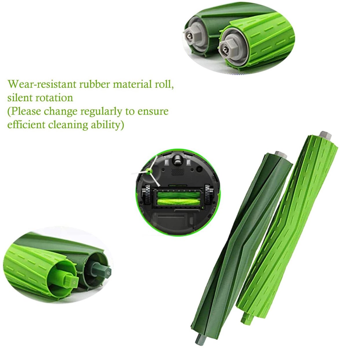 Dailygoods- Rollerborstels Vervangend Onderdeel - Compatibel met Robot Roomba i7/i7+ - Rubberborstels - Milieuvriendelijk Materiaal - Eenvoudige Vervanging - Effectieve Vloerreiniging - Stofzuigerborstels