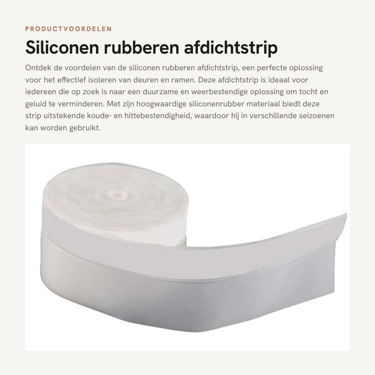 Dailygoods- Afdichtstrip Hoogwaardig Siliconenrubber - Zelfklevend - Weerbestendig - Geluiddicht - Instelbare Lengte 5 Meter - Duurzaam - Weerstrip