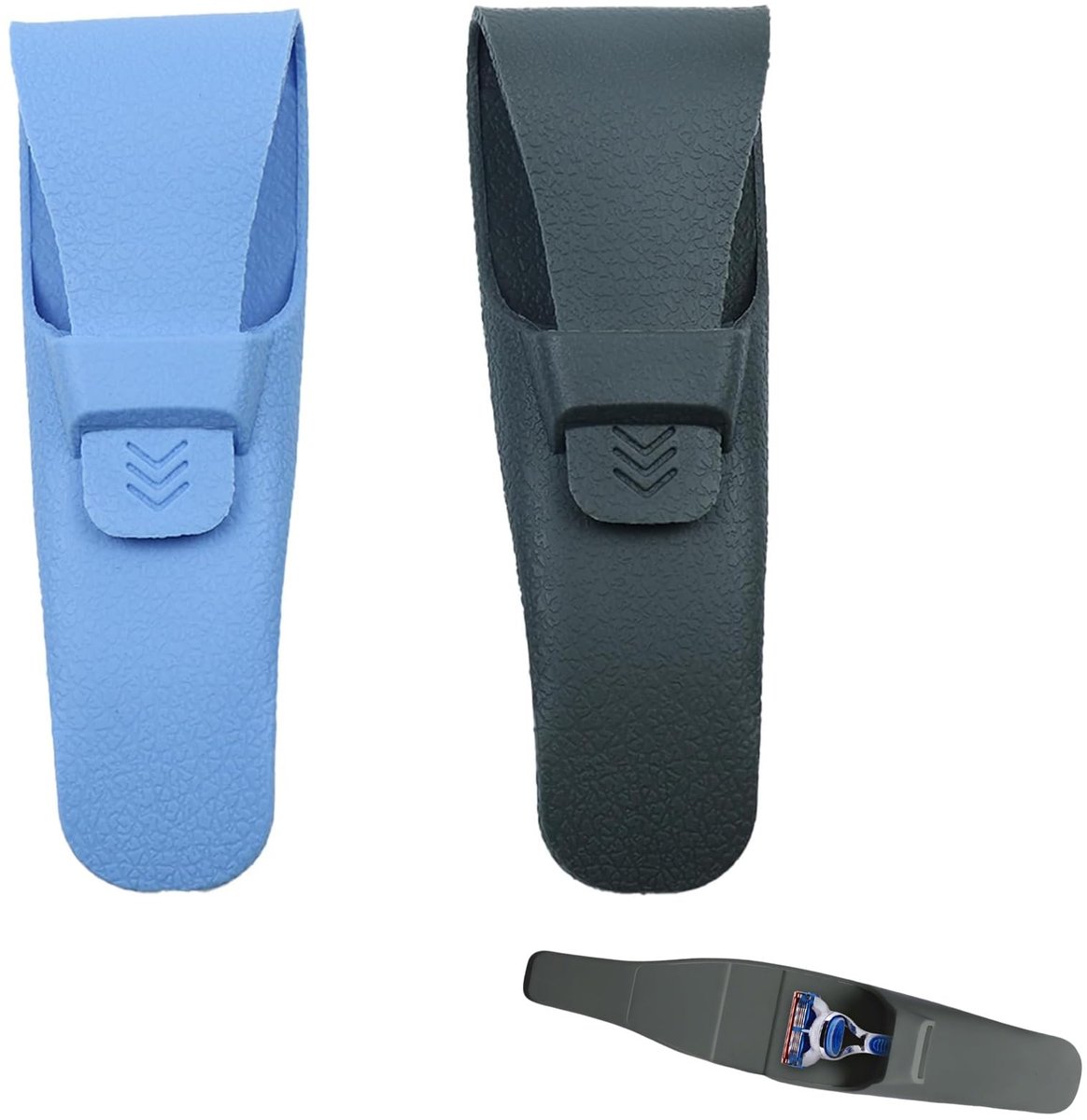 Dailygoods - Scheermesetui - Siliconen Scheermes Draagtas - Veilig en Waterdicht - Blauw en Donkergrijs - Perfect voor Opslag en Transport - Uniseks V...