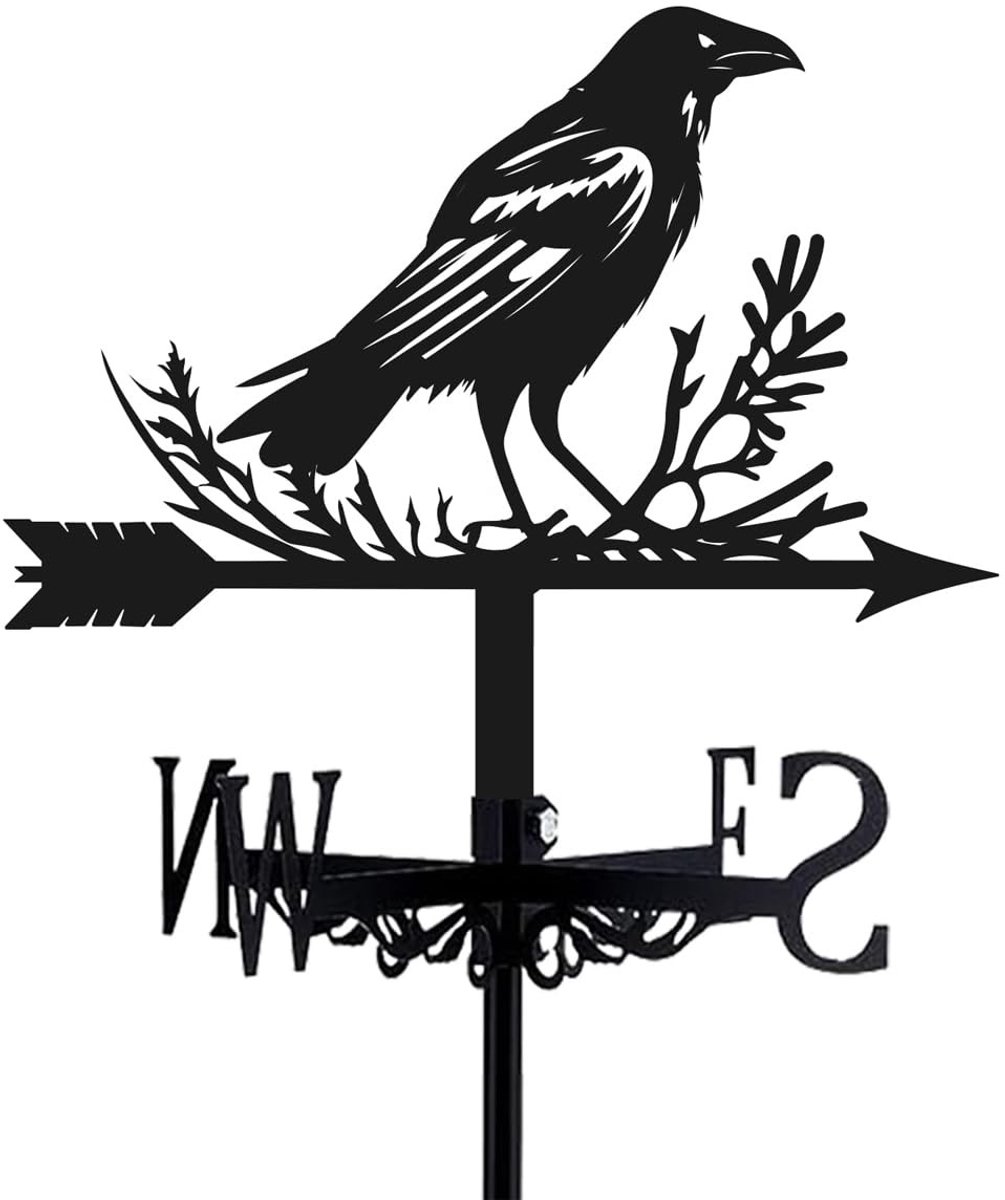 Dailygoods- Windvaan Metalen Weerhaan - Tuindecoratie - Windrichtingaanwijzer - Waterdicht - 35,5 x 26,3 cm - Zwarte Matte Coating