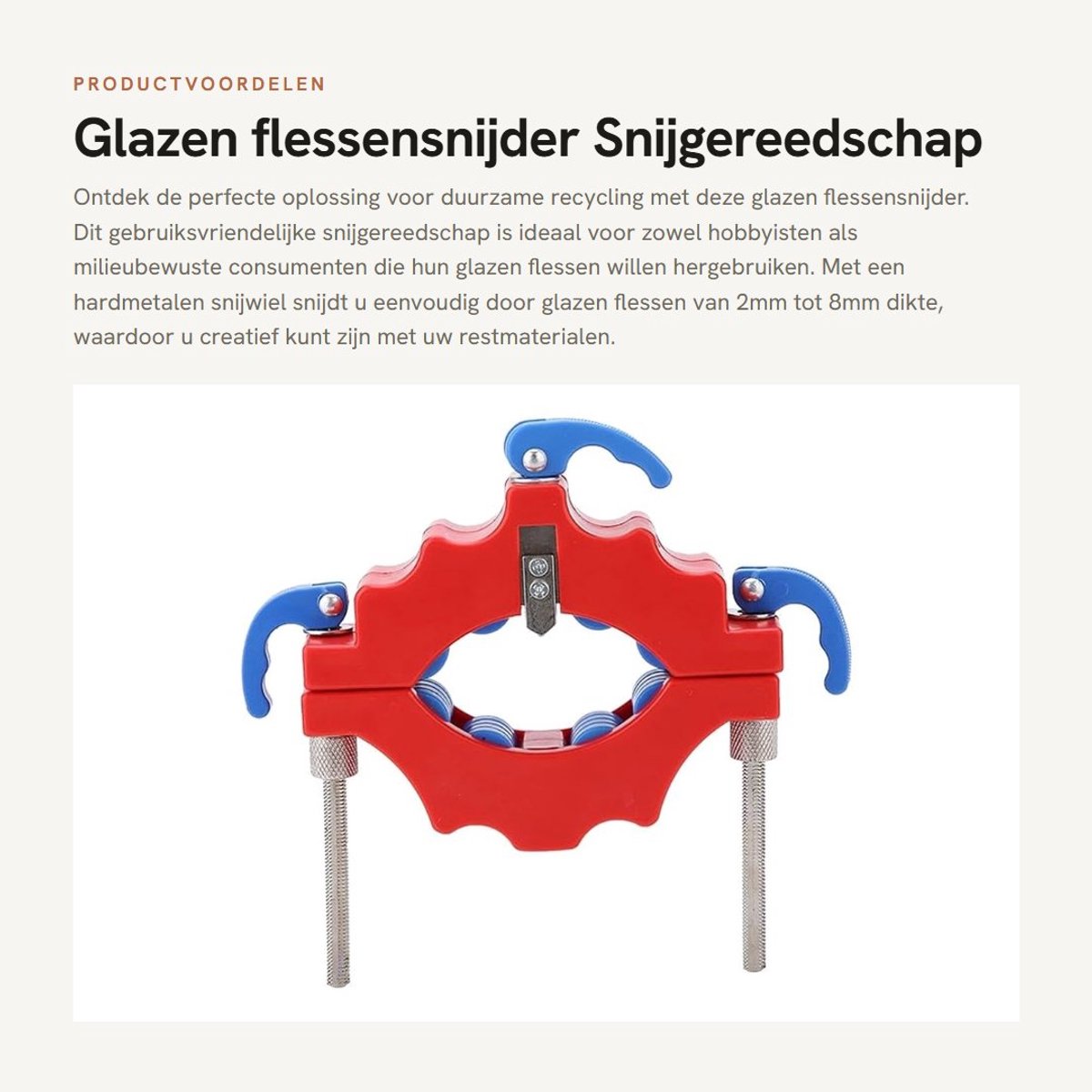 Dailygoods- Flessensnijder met hardmetalen snijwiel - Snijgereedschap voor glazen flessen - Geschikt voor 2mm tot 8mm dikke flessen - Eenvoudig te gebruiken - Inclusief instructies - Glazen Snijder