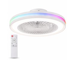 Slimme Plafondventilator met Lamp 50cm - RGB LED Verlichting - Dimbaar - App Bediening - Afstandsbediening - Google Home & Alexa - 6 Snelheden - Stille Ventilator voor Slaapkamer en Woonkamer