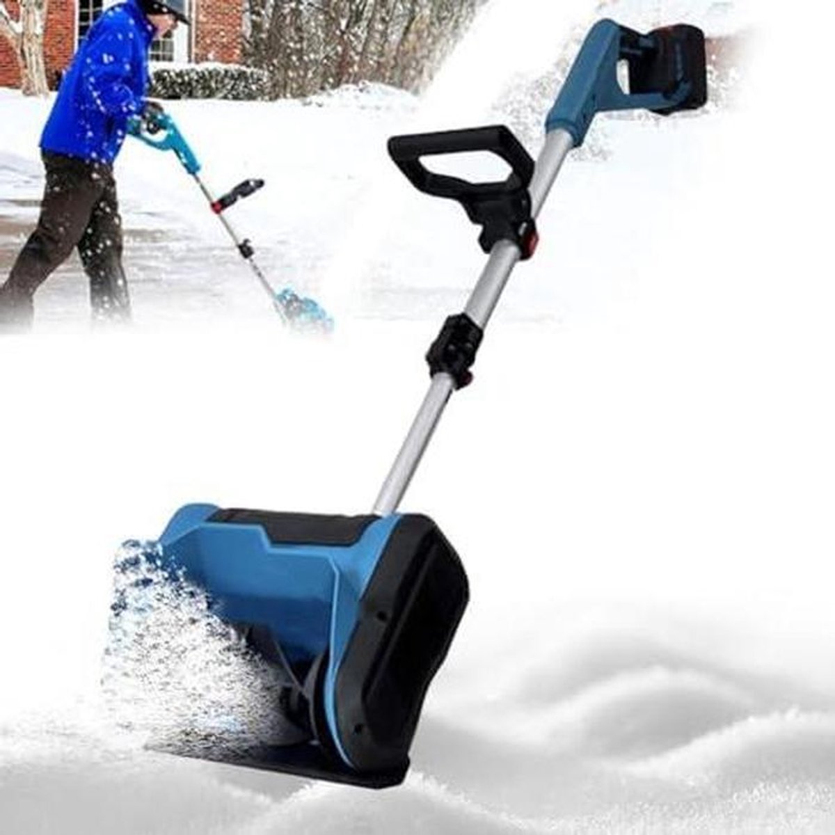 Elektrische Sneeuwblazer - Sneeuwschuiver Sneeuwveger - Winterklaar Maken - Draadloos Verstelbaar - 31 cm Werkbreedte - Zwart