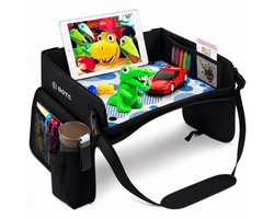 BOTC Reistafel voor Kinderen met Tekentafel & Tablethouder - Opvouwbaar - 33x40cm - Auto Organizer - Zwart