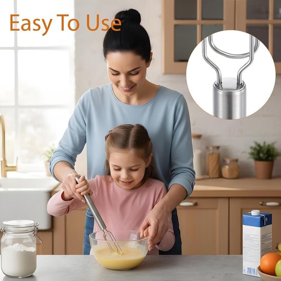 Handmixer RVS - Deegklopper Keuken - Bakken en Mixen - Geoptimaliseerde Structuur - 30 cm Lengte - Zilverkleurig — afbeelding 3