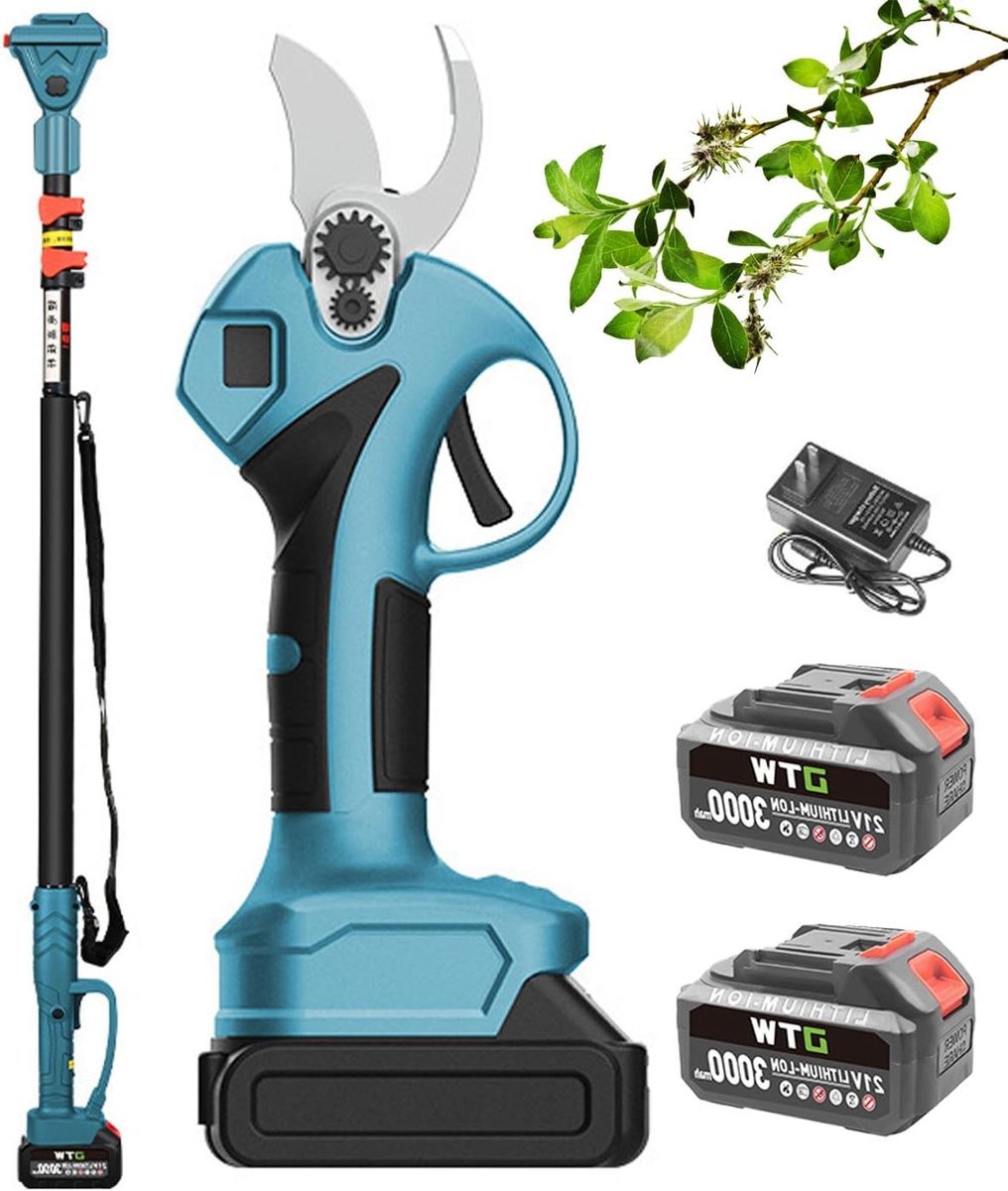 Elektrische Snoeischaar - Accu Tuinschaar - Takken Snoeien - Telescopische Stang - 1.3-2.5m - Zwart