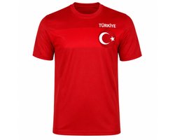 Turkije T-Shirt Heren & Dames – Turkije Voetbalshirt – WK 2026 Shirt – Türkiye Supportersshirt Rood Wit - Maat M