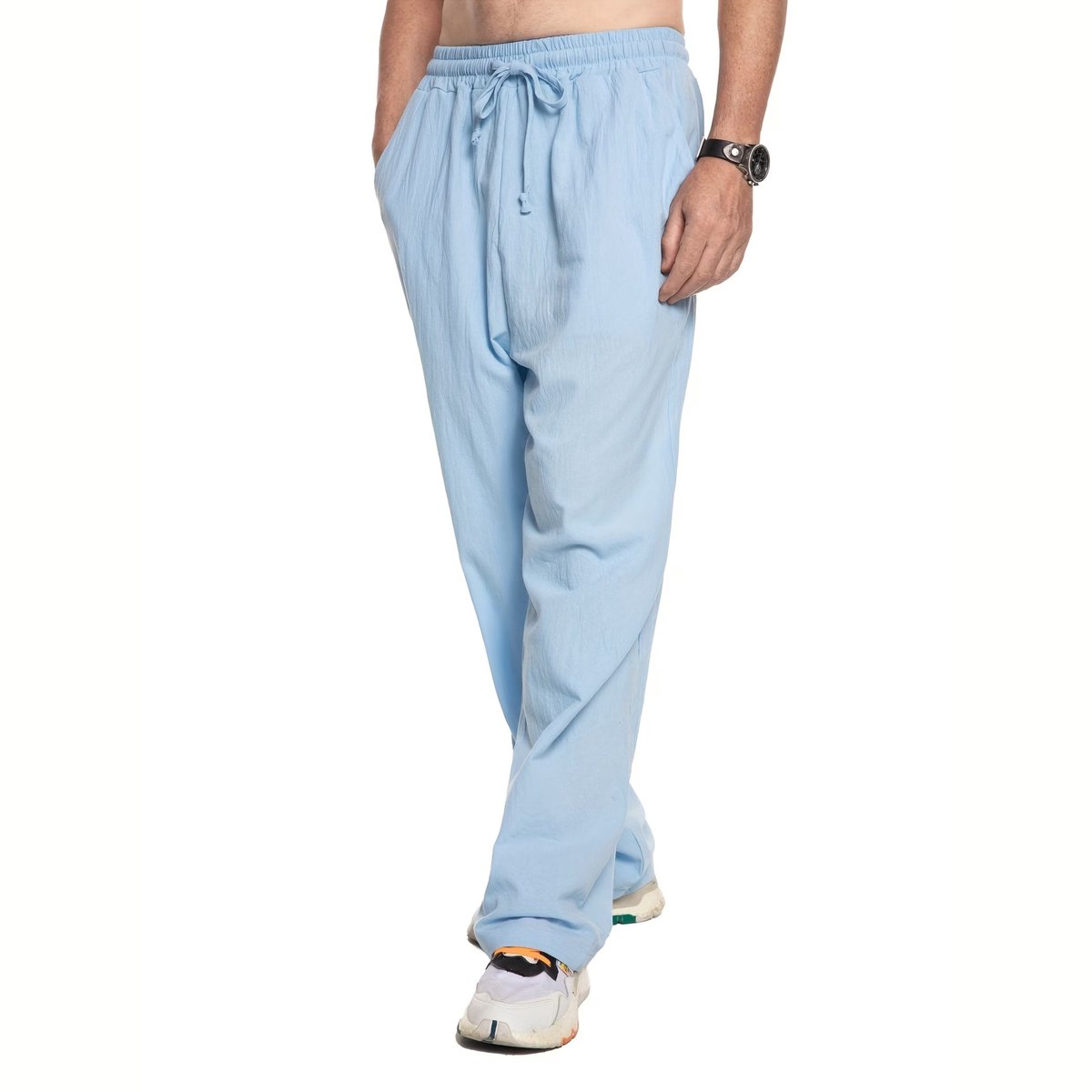 Currero Linnen Broek Heren - Zomerbroek - Volwassenen - Lange Broek - Pantalon - Strandbroek - Zomer - Ibiza Stijl - Hemelsblauw M
