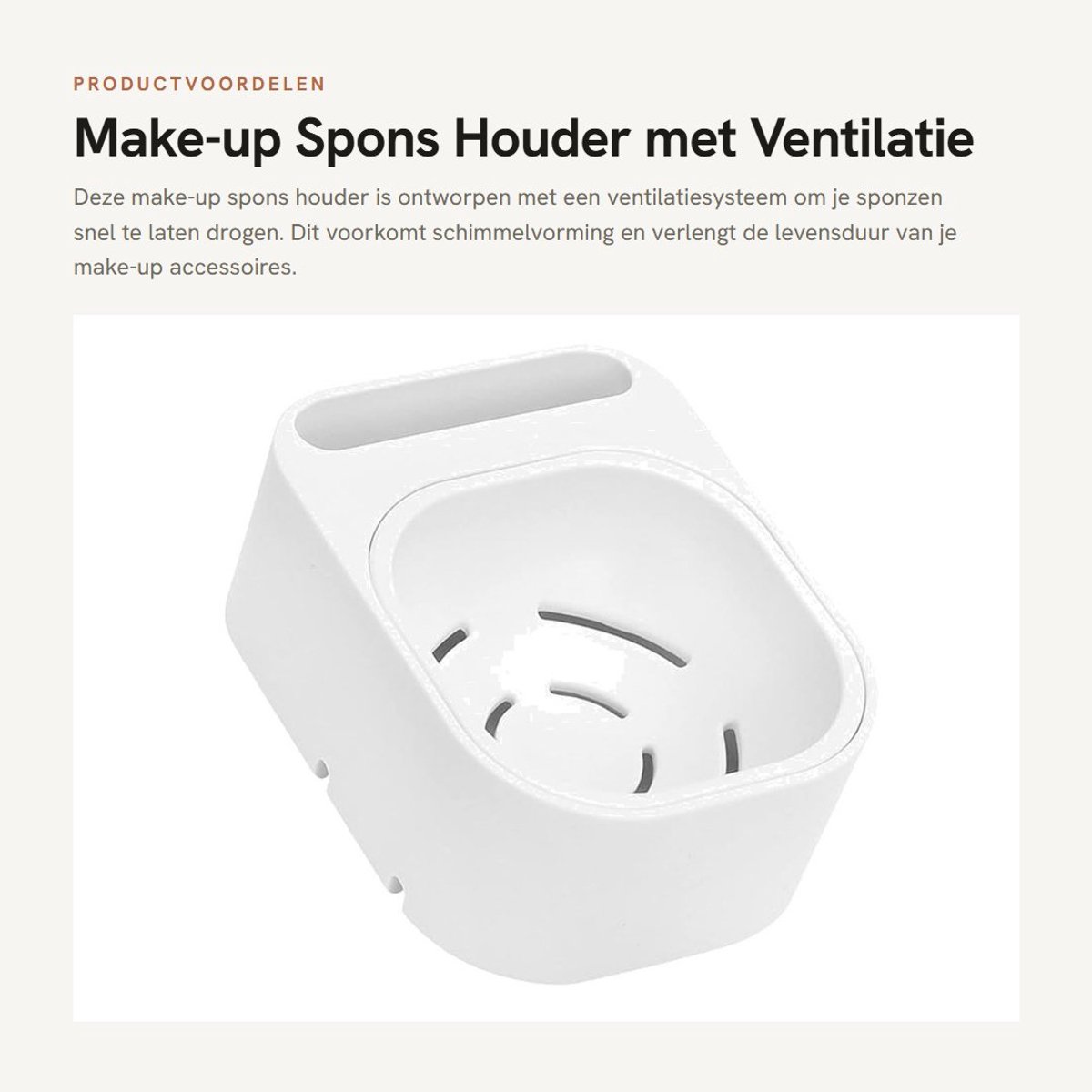 Dailygoods- Make-up Spons Houder Met Ventilatie - Multifunctioneel Opbergrek - Drogen Stand - Antistof Deksel - Afneembaar Design - Geschikt Voor Schoonheidsspons
