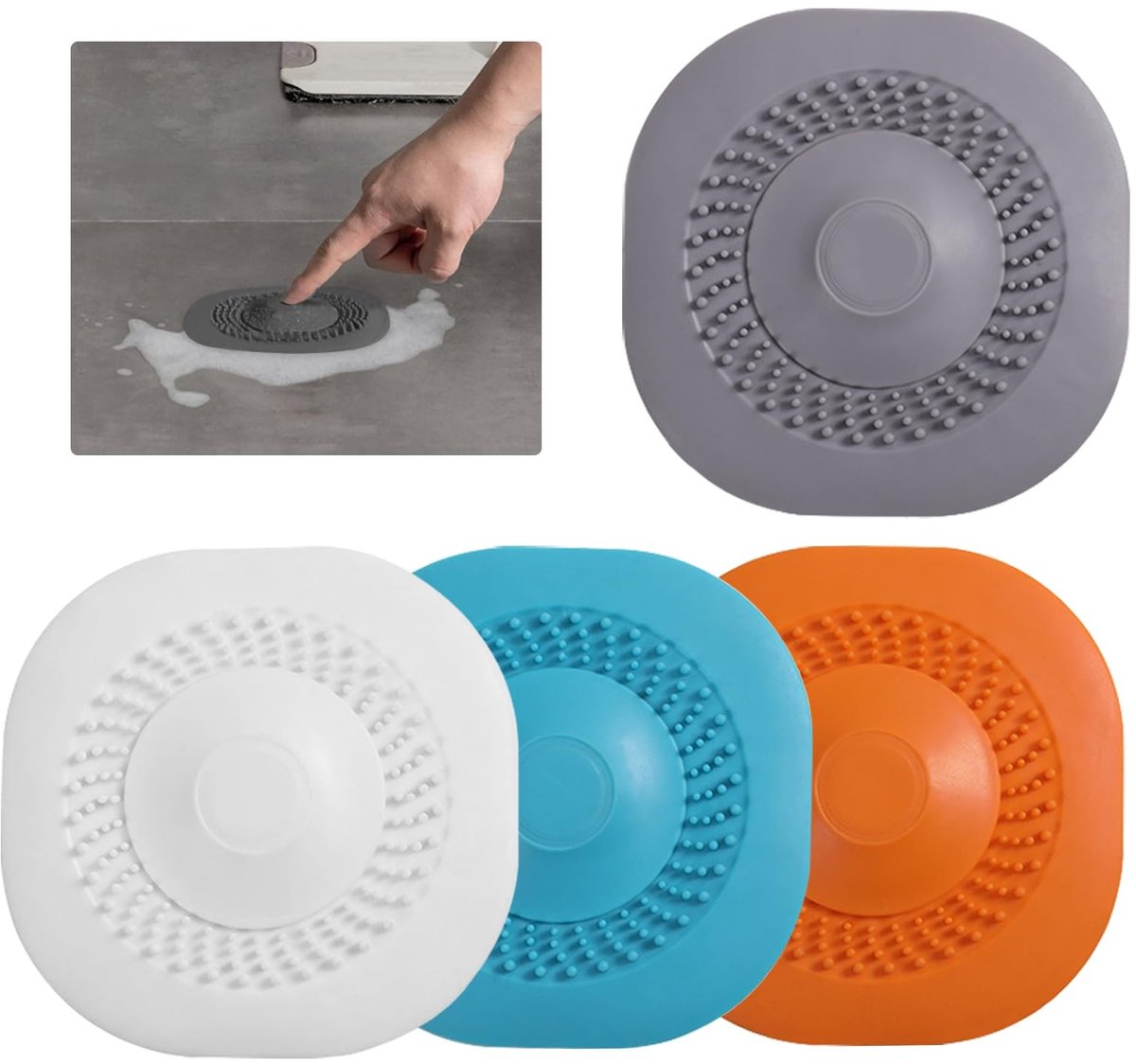Dailygoods - Set van 4 Siliconen Douche Haar Catchers met Push Schakelaar