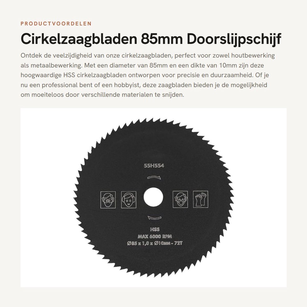 Dailygoods- Cirkelzaagblad 85mm - 72T HSS - Doorslijpschijf - Houtbewerking - Snijden - Metaal - Zaagblad