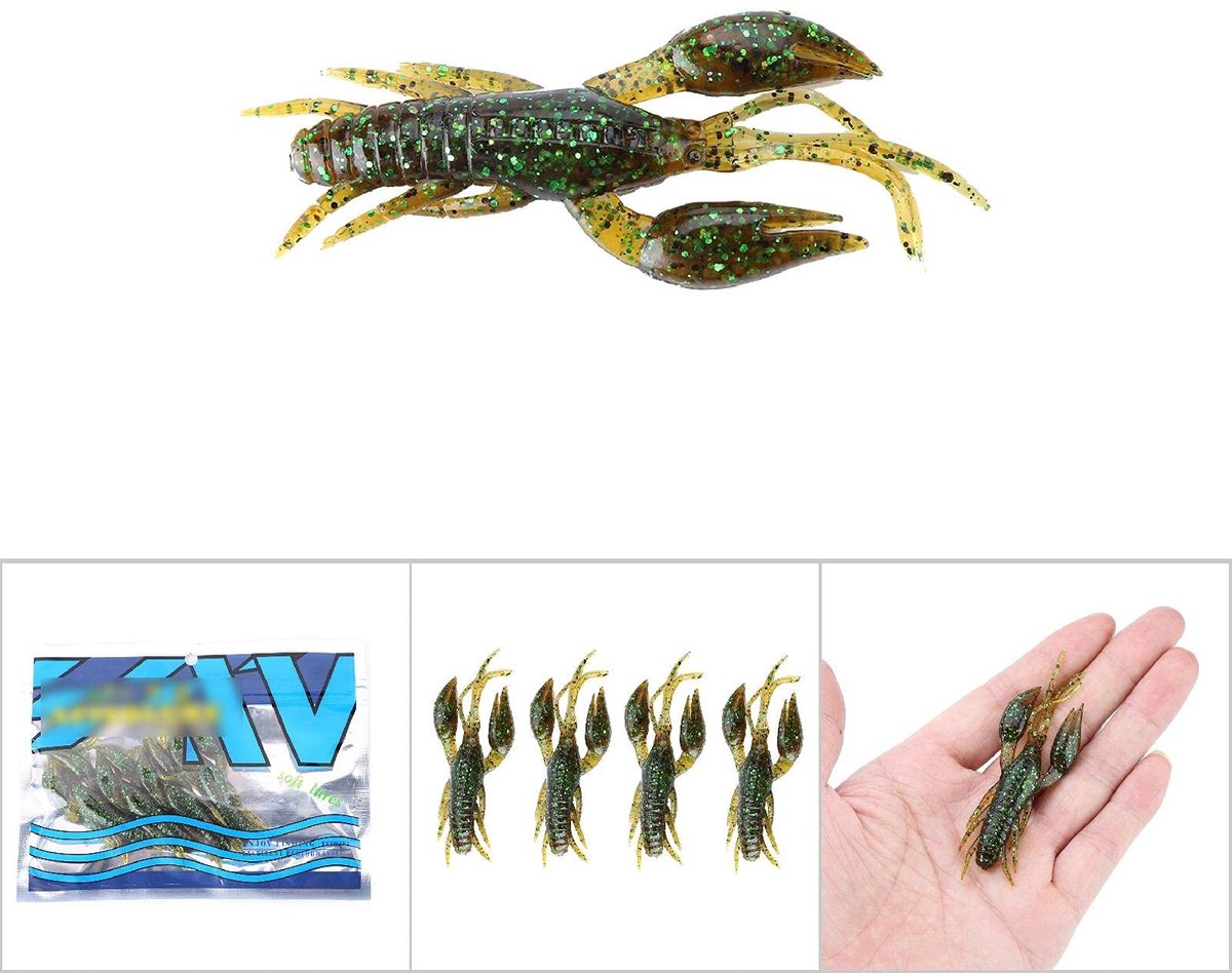 Dailygoods- Kunstaas Zacht Visaas - Realistische Rivierkreeft - Snel Zinkend Aas - Voor Gebruik in Texas - Ideaal voor Jig - Hoge Kwaliteit - Vishaak