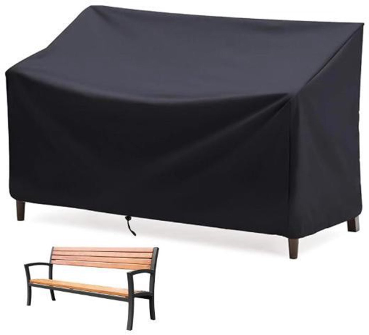 Tuinbankbeschermer - Regenbestendige bankhoes - Waterdichte tuinbankhoes - Beschermer voor tuinmeubelen - Stofhoes voor tuinbank - 210D Oxford-stof - 162x66x89cm - Waterdicht - UV-bestendig - Geschikt voor tuinbanken/loungebanken - Zwart