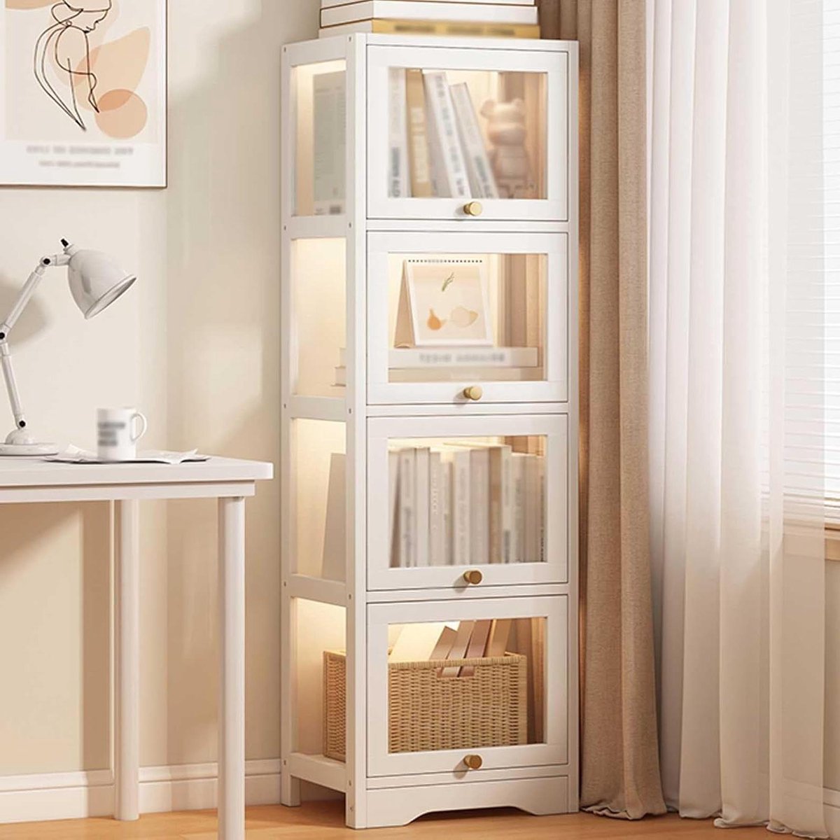 Displaykast - Opbergkast Vitrine - Verzamelingen Tonen - Draaideur Transparant - 30x30x139