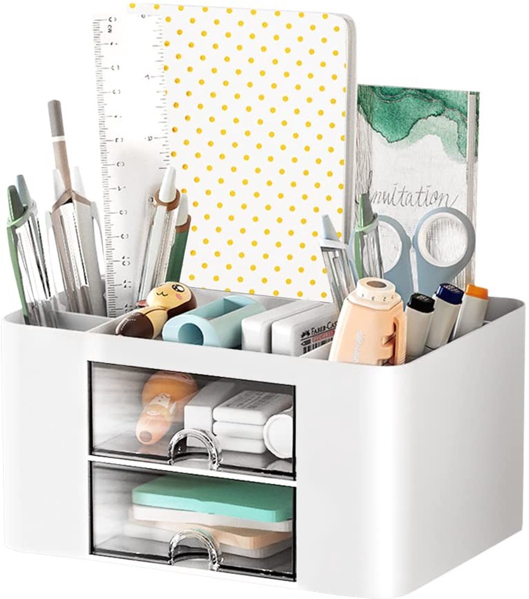 Dailygoods- Bureau-organizer multifunctioneel - Pennenhouder - Bureauaccessoires - Desk organizer - Organizer met 5 vakken - Hoogwaardige kunststof 19,5x14x10 cm