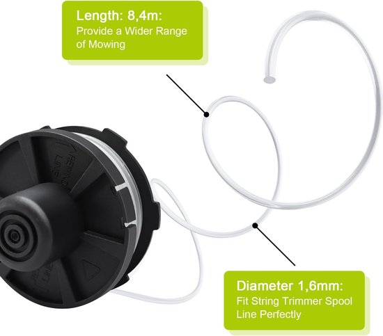 Sander Shop Trimmerdraad, 4 spoelen voor Makita grastrimmer, lengte 8,4 m, diameter 1,6 mm, met deksel en veer van sander-shop — afbeelding 5