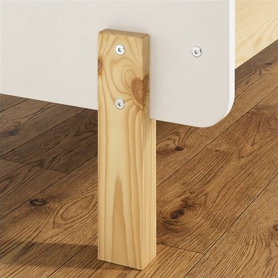 Lit enfant Homestyle4u - 90x200 cm - Lit en bois - avec sommier à lattes Protection contre les chutes - Wit