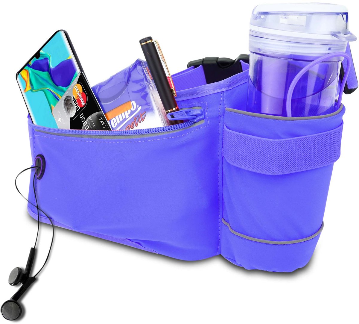 Cadorabo Fanny pack geschikt voor mobiele telefoons in MAHONIE BLAUW - Verstelbare lengte taille tas fanny pack mobiele telefoon tas met rits