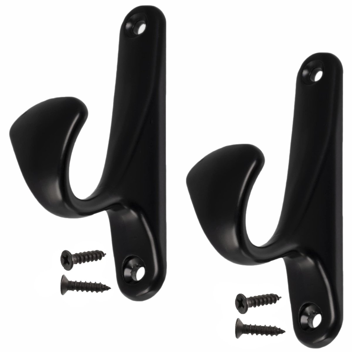 Dailygoods- Wandhaak Set van 2 - Bevestigingshaak 90x25x47 mm - Ophanghaak Badkamer - Kleerhanger - Ruimtebesparend - Van Metaal Zwart - Haak