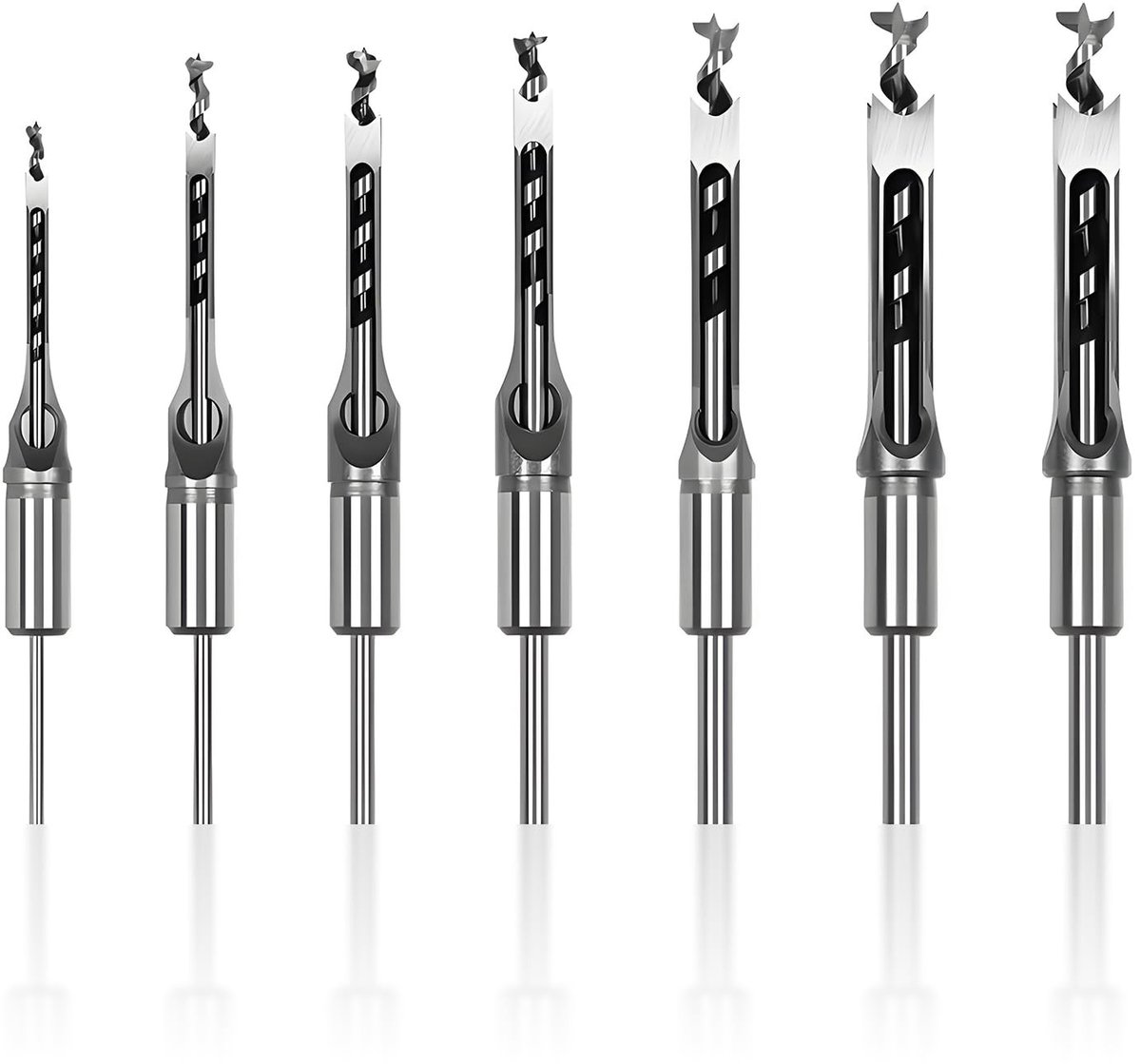 Dailygoods - Set van 7 Gatenboor Bits - Ideaal voor Houtbewerking - Vierkante Houtboor - Hoge Kwaliteit - Voor Professioneel Gebruik - Geschikt voor D...