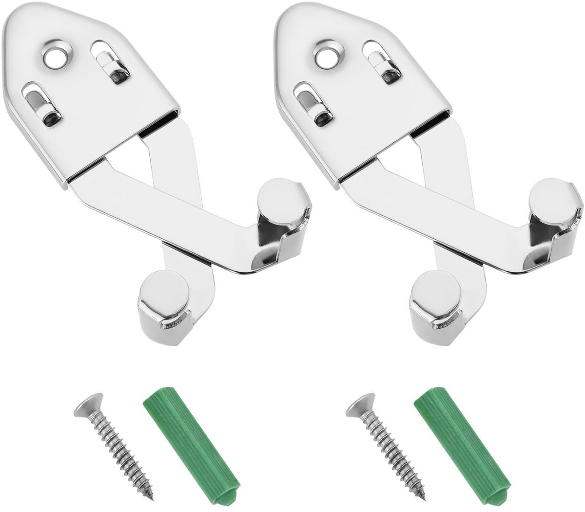 Dailygoods- Wandhaak Verstelbaar - 2 Stuks - Metalen Haak - Geschikt voor Zwaarden/Jassen - Roestbestendig - 7,7x3,5cm