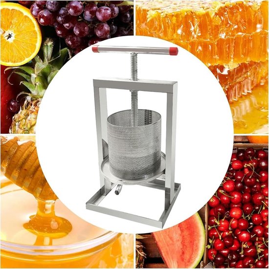 Honingpers - Sap pers - Fruit sap maken - Roestvrij staal - 4L capaciteit - Zilver — afbeelding 5
