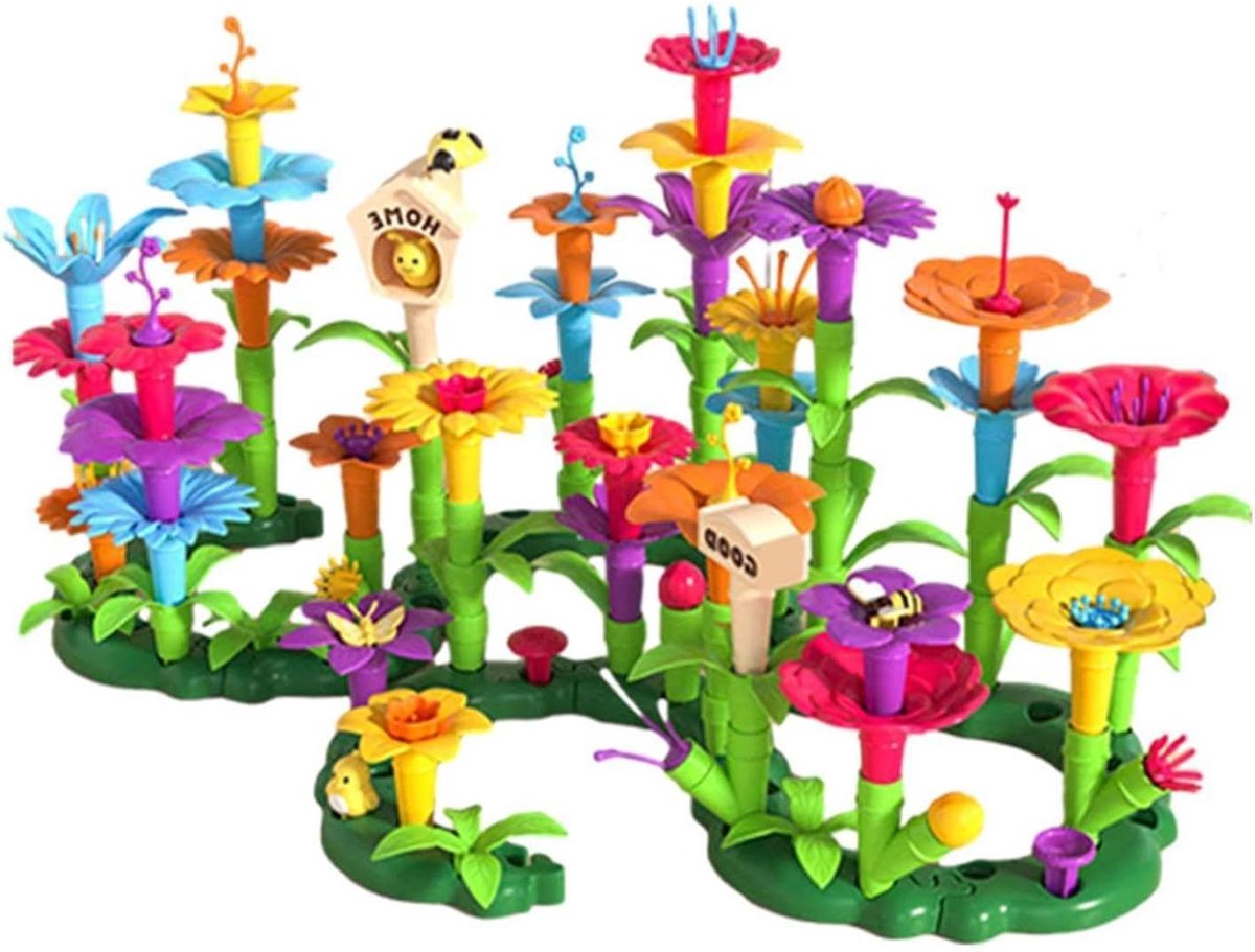 Bloemenstapelspeelgoed - Tuin Bouwblokken - Creatief Spelen - Stimuleert Fantasie - 126 Stuks - Multicolor