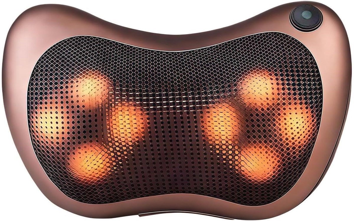Rugmassageapparaat met warmte - Elektrische rugverlichter - Spierontspanning bevorderen - 8 massagekoppen - 32 x 19 x 10 cm - Zwart