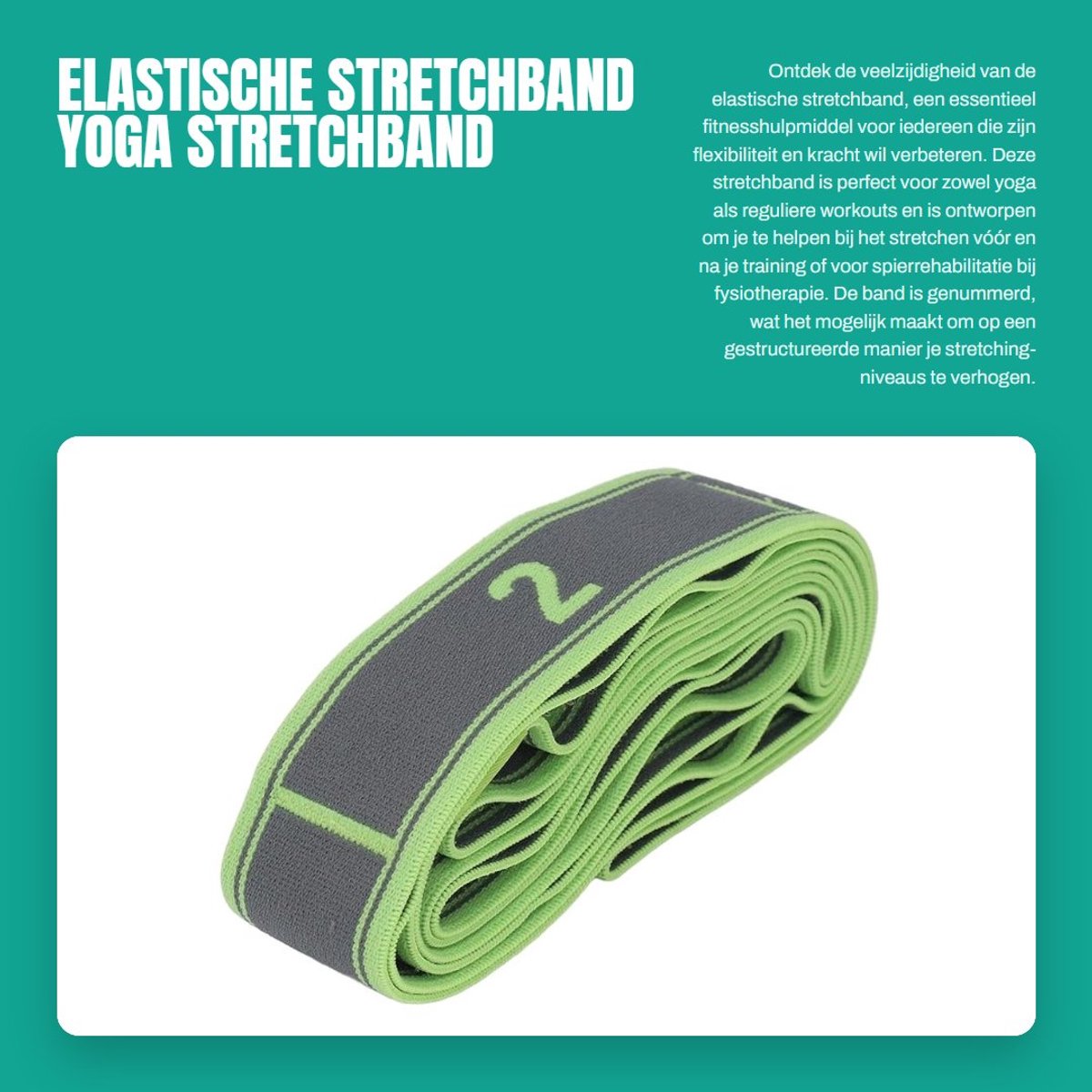 Dailygoods- Stretchband Genummerd - Fitnesshulpmiddel - Yoga Stretchband - Spierrehabilitatie - Polyester/Katoen - Voor Beginners - Fitnessband