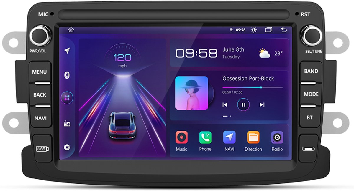 JUNSUN Andriod 15 Autoradio Geschikt voor Renault Dacia Duster Dokker Lodgy Captur , 1GB+32GB, GPS-navigatiesysteem, Bluetooth, Stuurwielbediening, WiFi, 7-inch IPS Touchscreen, DSP, Quad-core processor