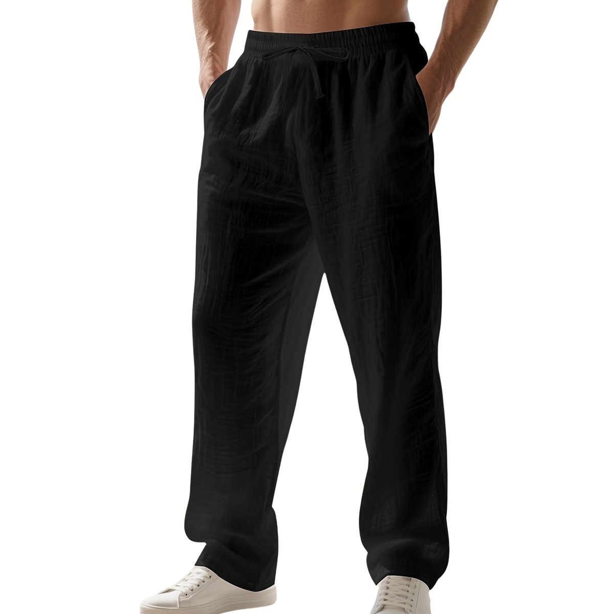 Currero Linnen Broek Heren - Zomerbroek - Volwassenen - Lange Broek - Pantalon - Strandbroek - Zomer - Ibiza Stijl - Zwart M