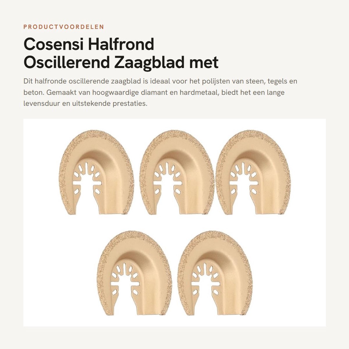 Dailygoods- Oscillerend Zaagblad Halfrond - 5x Halfronde Bladen - Diamant/Hardmetaal - Duurzaam/Corrosiebestendig - Voor Polijsten van Steen/Tegels/Beton - Snijblad