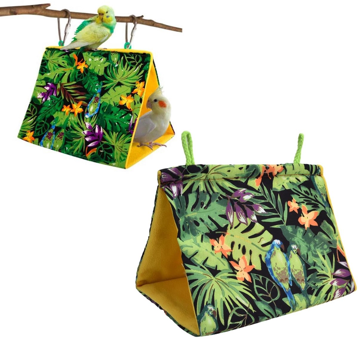 Dailygoods- Vogelnest Driehoekig - Hangmat voor Papegaaien - Zacht en Comfortabel - Lichtgewicht en Duurzaam - Eenvoudig Onderhoud - Cozy Omgeving - Vogeltent