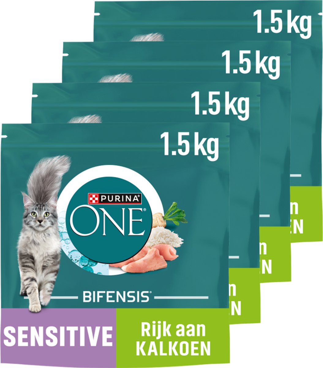 Purina One PURINA ONE Sensitive - Kattenbrokjes - Kalkoen - 4 x 1.5 kg