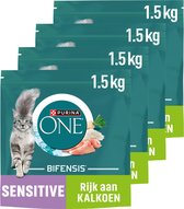 PURINA ONE Sensitive - Kattenbrokjes - Kalkoen - 4 x 1.5 kg
