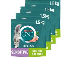 PURINA® ONE® Sensitive - Kattenbrokjes - Kalkoen - 4 x 1.5 kg