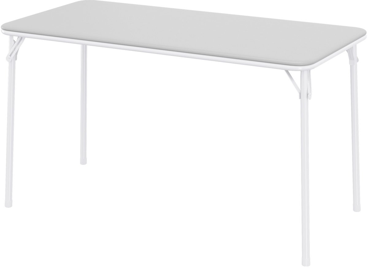 Draagbare inklaptafel met PU-lederen bekleed blad – lichtgewicht en duurzaam metalen frame, anti-slip voetjes – geschikt voor binnen en buiten, kamperen en spelavonden, afmeting 120 cm