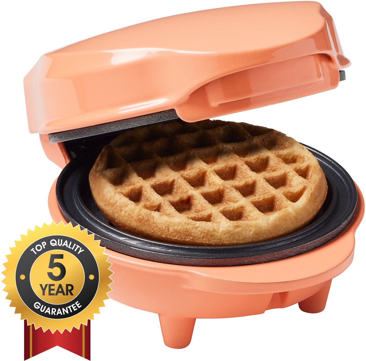 Bol.com Bestron Wafelijzer - AMW500PE - 550W - Mini wafel - Anti aanbaklaag - Oranje - 5 jaar garantie - WK aanbieding