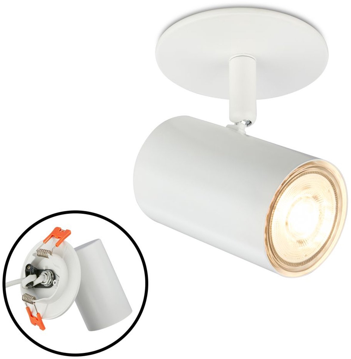 BRILONER Alan - Plafondspot - wandlamp met GU10 fitting - opbouwspot draaibaar - wit - ∅8.5 cm