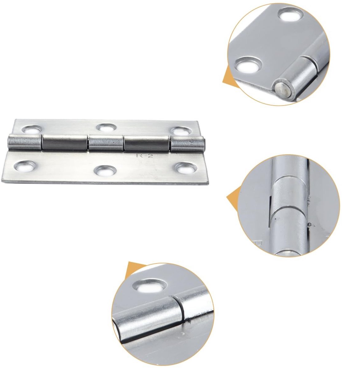 Dailygoods - 2 Stuks Roestvrijstalen Vouwdeurscharnieren 63 x 44 mm