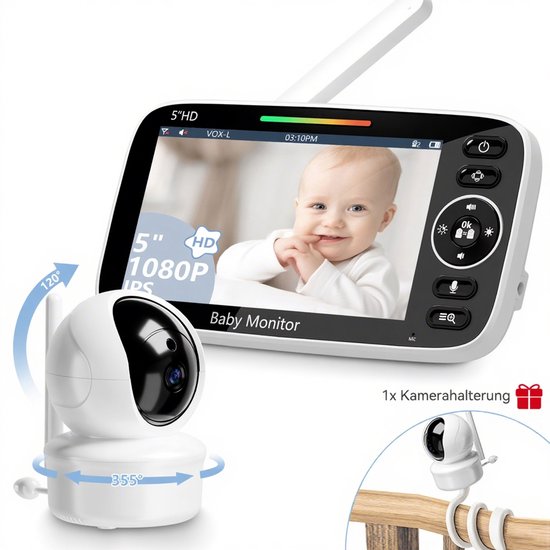 Sytifro babyfoon 5 inch- babyfoon met camera